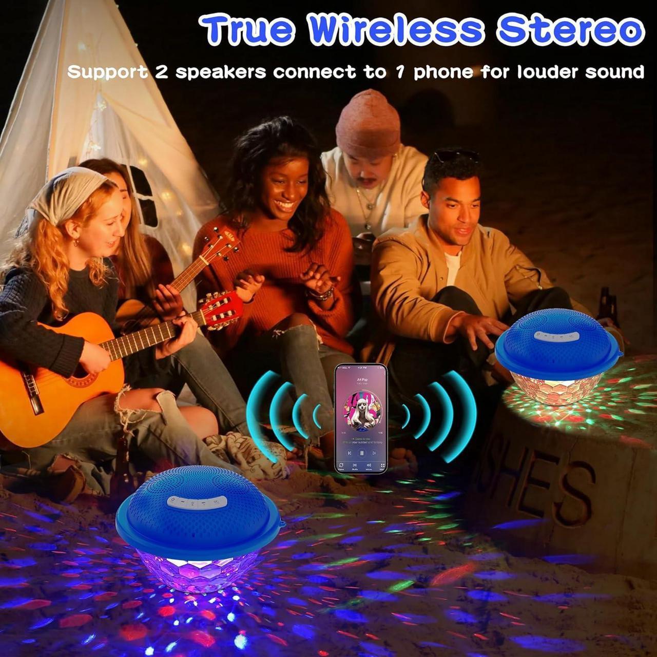 Alt view image 5 of 7 - KingSom Bluetooth Pool Speaker,Floating Pool Speaker with Colorful Lights,Hot Tub Speaker IP68 Waterproof Pool Speaker,16W Loud Stereo Sound Bluetooth Speaker,TWS Pairing Floating Speaker for Pool