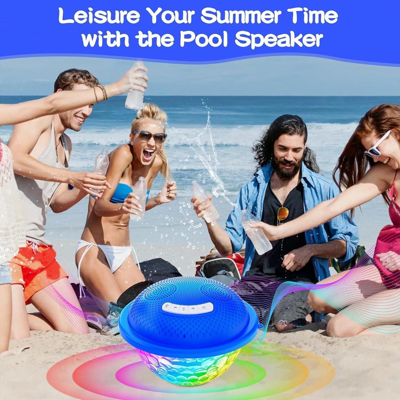 Alt view image 6 of 7 - KingSom Bluetooth Pool Speaker,Floating Pool Speaker with Colorful Lights,Hot Tub Speaker IP68 Waterproof Pool Speaker,16W Loud Stereo Sound Bluetooth Speaker,TWS Pairing Floating Speaker for Pool