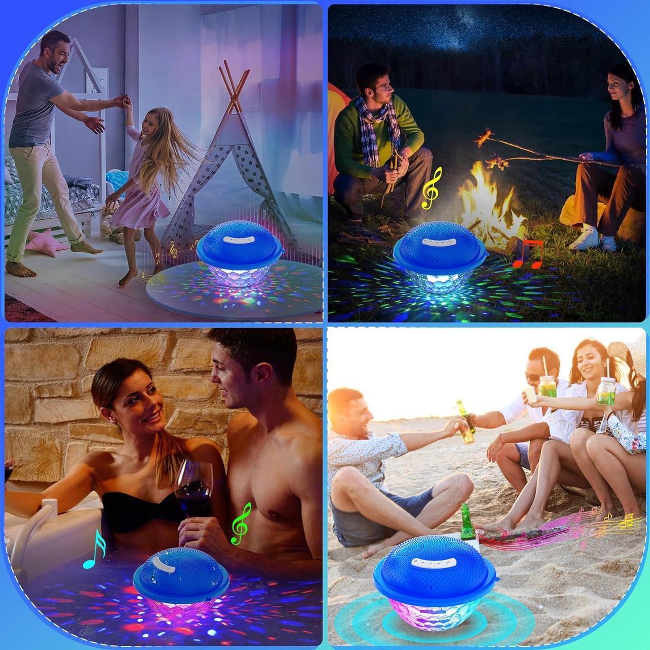 Alt view image 7 of 7 - KingSom Bluetooth Pool Speaker,Floating Pool Speaker with Colorful Lights,Hot Tub Speaker IP68 Waterproof Pool Speaker,16W Loud Stereo Sound Bluetooth Speaker,TWS Pairing Floating Speaker for Pool