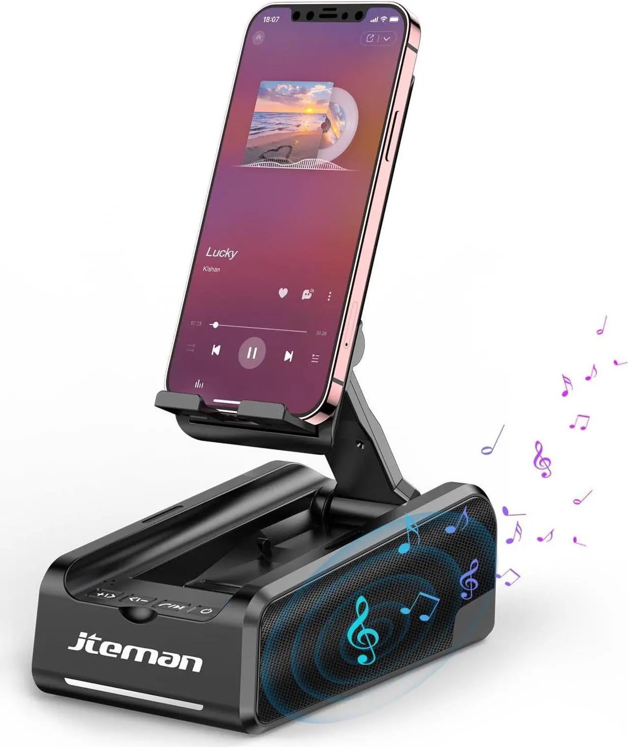 Main image of JTEMAN Phone Stand Wireless Bluetooth Speaker,Desktop Kitchen Gadgets Phone Stand,Portable Phone Stand with Speaker,Gifts for Women and Men