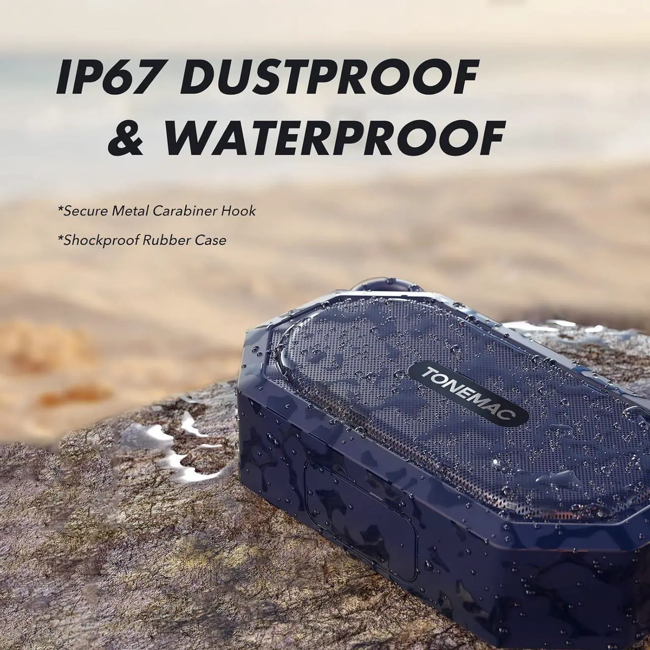 Alt view image 5 of 7 - Portable Bluetooth Speakers, IPX7 Waterproof Wireless Speaker Best for Outdoor Travel, Deep Bass, 6H Playtime, Durable Protecting Case, Mini Shower Speaker with 3.5mm AUX for MP3/MP4 -Blue