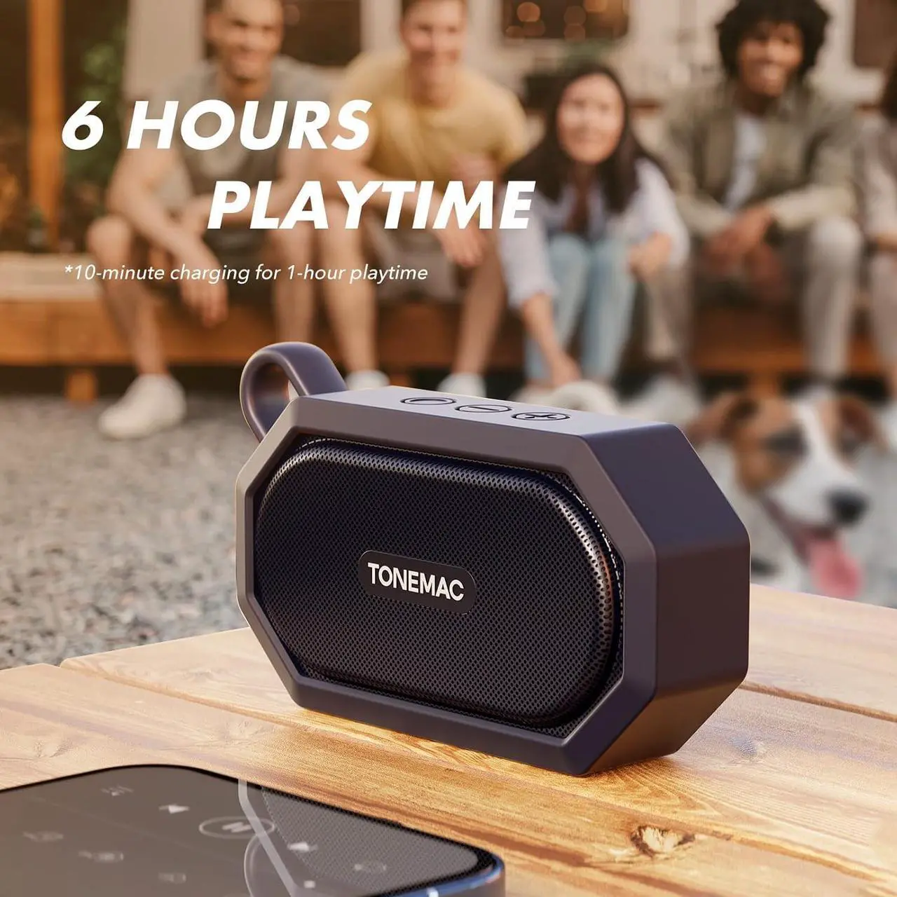 Alt view image 6 of 7 - Portable Bluetooth Speakers, IPX7 Waterproof Wireless Speaker Best for Outdoor Travel, Deep Bass, 6H Playtime, Durable Protecting Case, Mini Shower Speaker with 3.5mm AUX for MP3/MP4 -Blue