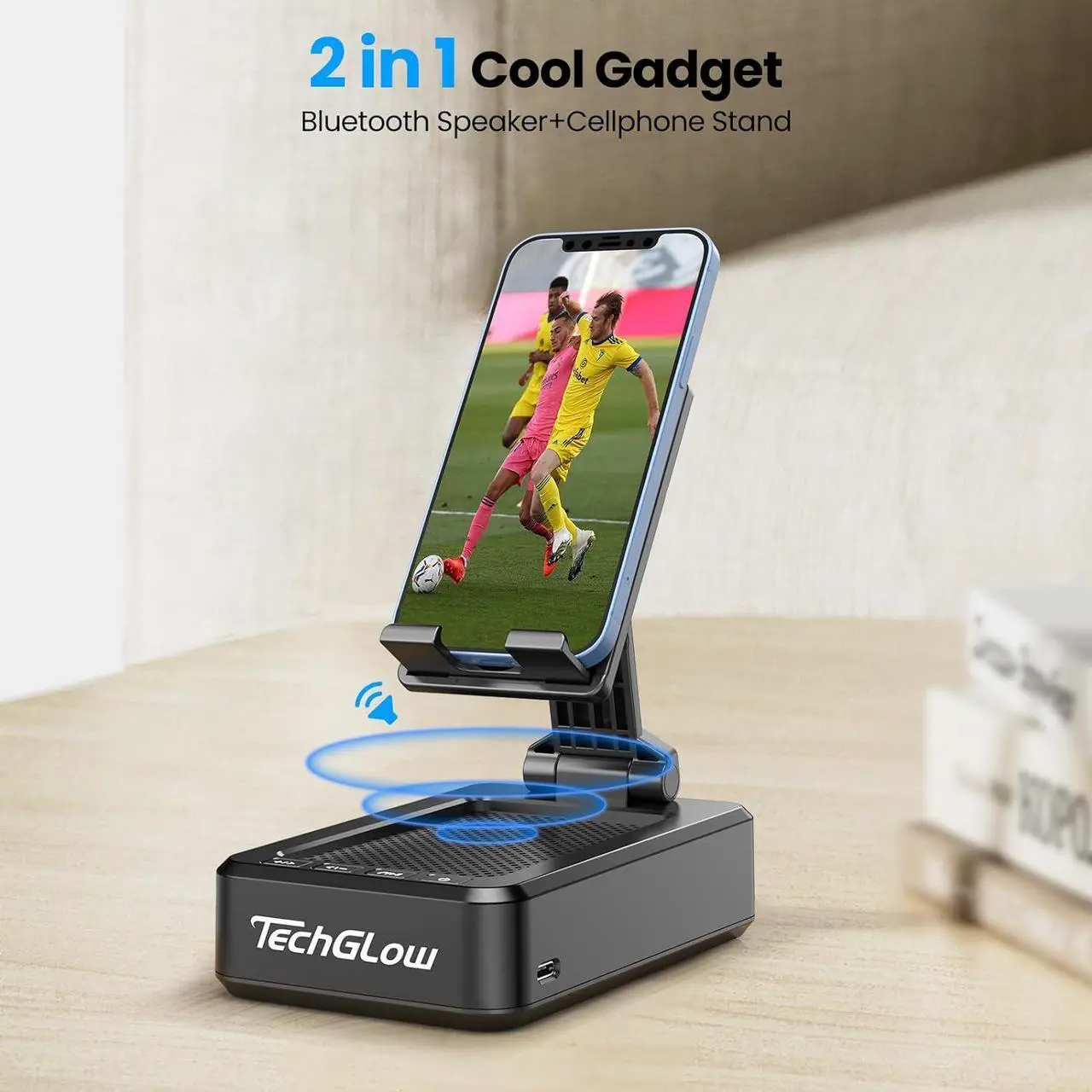 Alt view image 2 of 7 - Gifts for Men Foldable Cellphone Stand with Bluetooth Speaker Wireless Speaker with Phone Holder Birthday Gift Idea for Man Woman Cool Gadget