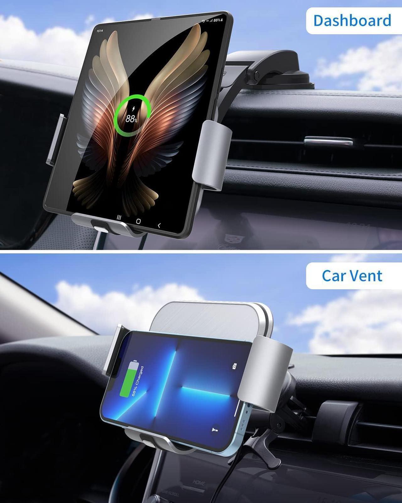 Alt view image 3 of 7 - Dual Coil Wireless Car Charger for Galaxy Z Fold 6/5/mate xt,Fast ChargingCar Phone Mount for Galaxy Z Fold 4/3,Smartphone Holder Air Vent Dashboard for iPhone16 Max (Not Fit Pixel Fold)