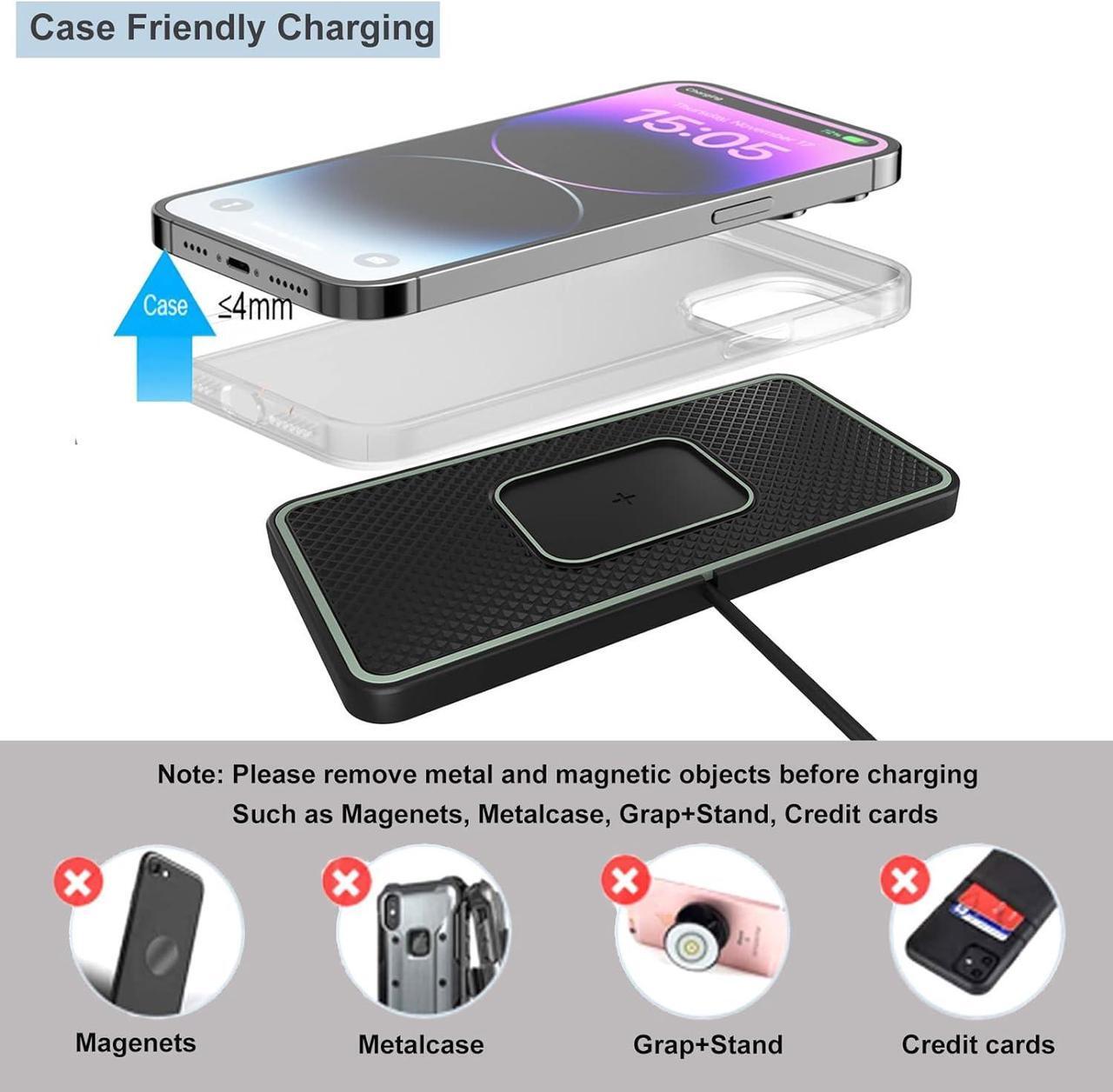 Alt view image 5 of 6 - Wireless Charger Car Charging pad,SANMIDO Fast Wireless Phone Charger Cell Phone Non Slip Cordless Charging mat Compatible with iPhone 11/12/12/14/15 Galaxy S21/S22/S23/24 NOTE10 (C1P)