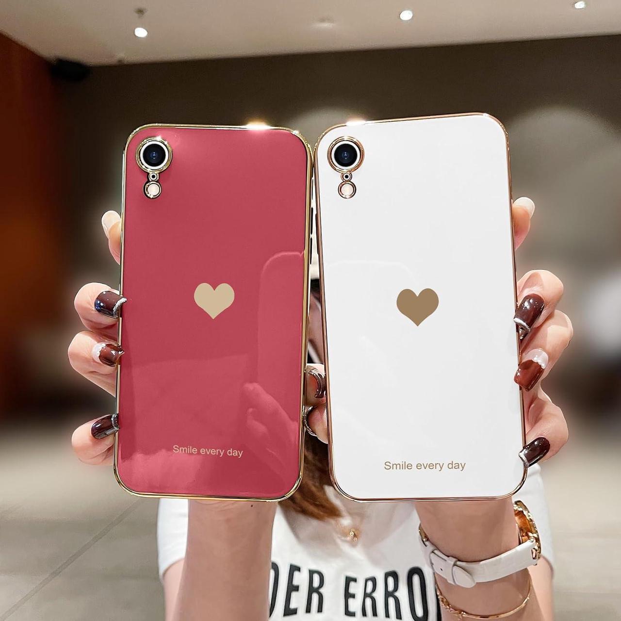 Alt view image 2 of 7 - Teageo Compatible with iPhone Xr Case for Women Girl Cute Love-Heart Luxury Bling Plating Soft Back Cover Raised Full Camera Protection Bumper Silicone Shockproof Phone Case for iPhone Xr,Bright Blush