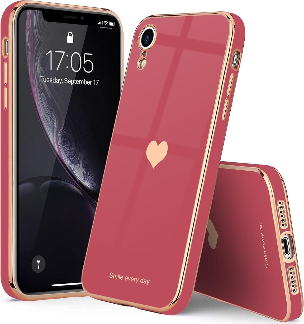 Alt view image 7 of 7 - Teageo Compatible with iPhone Xr Case for Women Girl Cute Love-Heart Luxury Bling Plating Soft Back Cover Raised Full Camera Protection Bumper Silicone Shockproof Phone Case for iPhone Xr,Bright Blush