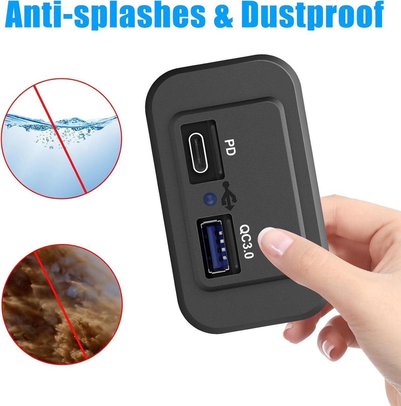 Alt view image 3 of 7 - 12V USB Outlet, Quick Charge 3.0 USB-A Port and USBC Port, 12V 24V Input Surface Mount RV USB Outlet, for RV Marine Motorcycle Truck Golf Cart