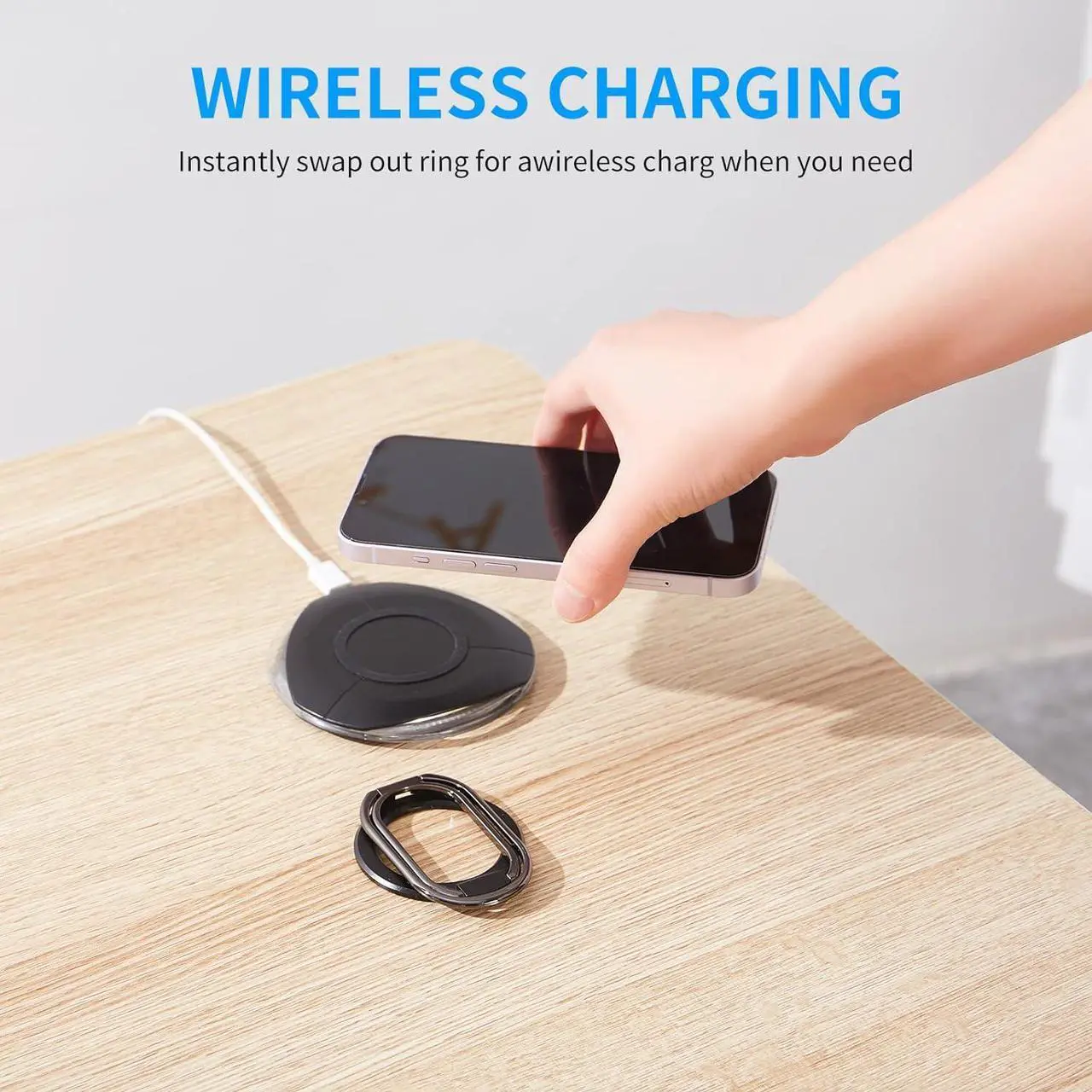 Alt view image 7 of 7 - Magnetic Phone Ring Holder for MagSafe Grip Kickstand Adjustable Cellphone Ring Stand Mag Safe Accessories for iPhone15/ 14/13/12 Series Removable for Wireless Charging Black