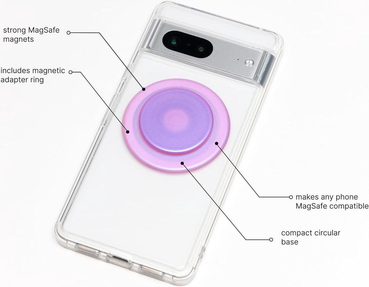 Alt view image 2 of 6 - PopSockets Phone Grip with Expanding Kickstand, Compatible with MagSafe, Adapter Ring for MagSafe Included, Wireless Charging Compatible - Pink Opalescent