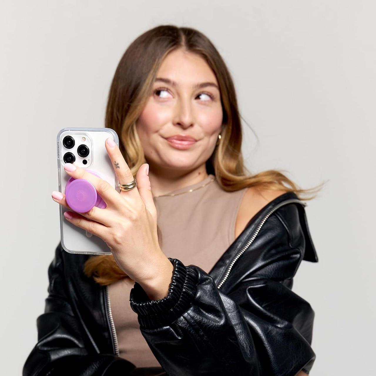 Alt view image 4 of 6 - PopSockets Phone Grip with Expanding Kickstand, Compatible with MagSafe, Adapter Ring for MagSafe Included, Wireless Charging Compatible - Pink Opalescent