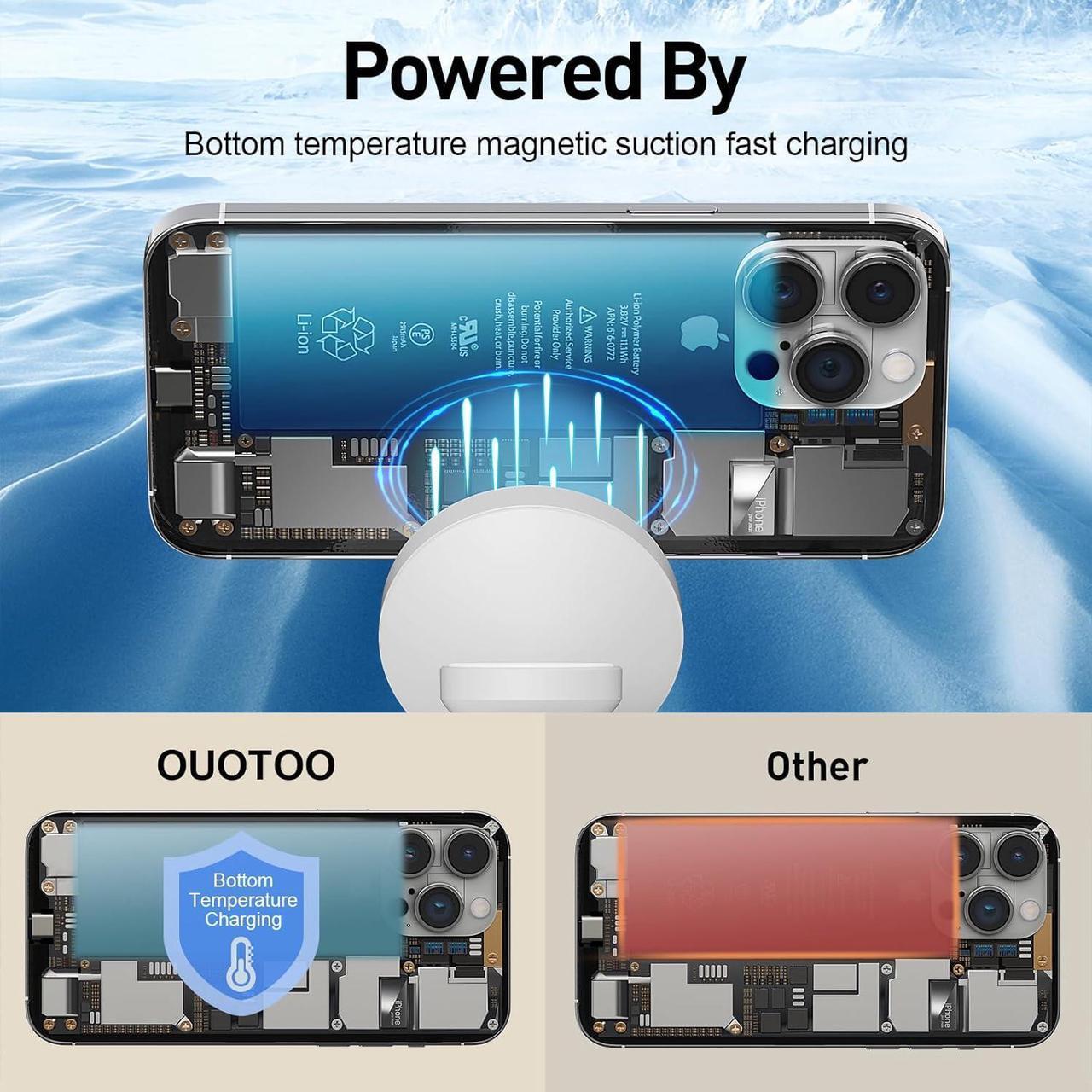 Alt view image 6 of 7 - 2025 3 in 1 Charging Station Compatible with Magsafe Charger Wireless Charger Stand for iPhone 16 15 14 13 12 Series Wireless Charging Station for AirPods Wireless Charging Stand for iWatch Series