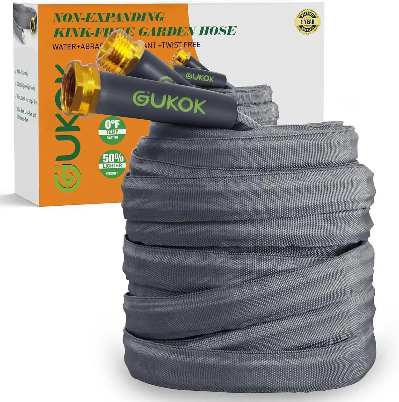 Main image of 2025 Upgraded 50FT Non-Expanding Garden Hose, Ultra-Light & Flexible Water Hose - Burst-Resistant, Kink-Free, High-Pressure, All-Weather Use for Lawns, Gardens, and Outdoor Cleaning