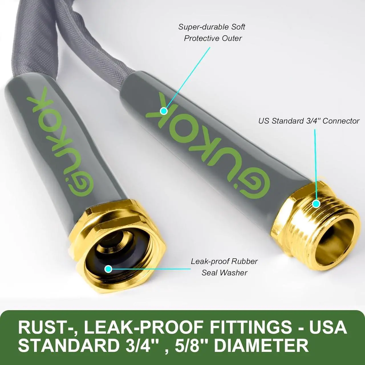 Alt view image 2 of 7 - 2025 Upgraded 50FT Non-Expanding Garden Hose, Ultra-Light & Flexible Water Hose - Burst-Resistant, Kink-Free, High-Pressure, All-Weather Use for Lawns, Gardens, and Outdoor Cleaning