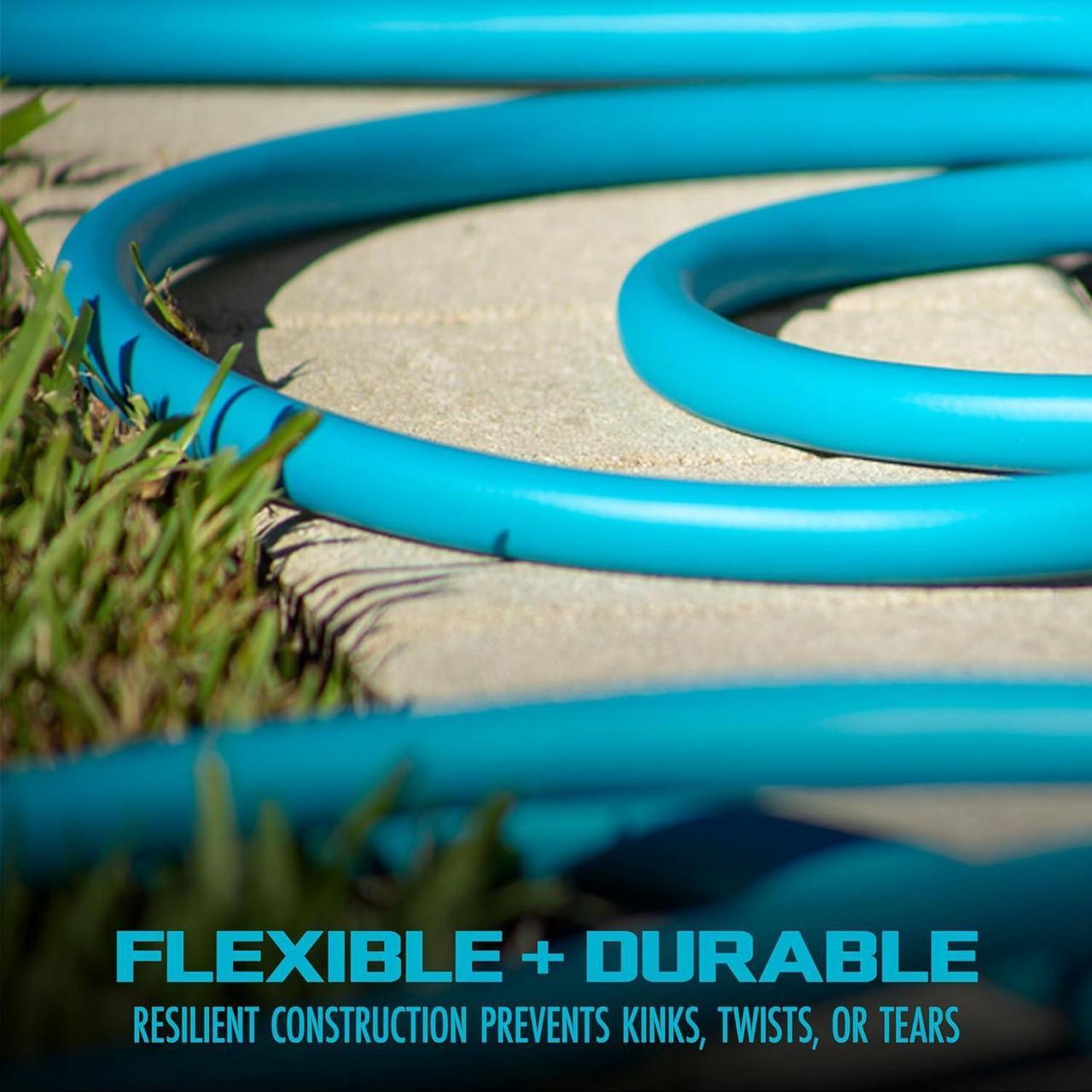 Alt view image 5 of 7 - Aqua Joe 50ft Professional-Grade Hybrid Polymer Garden Hose with Dual Swivel Grips, 500-PSI Burst Rating