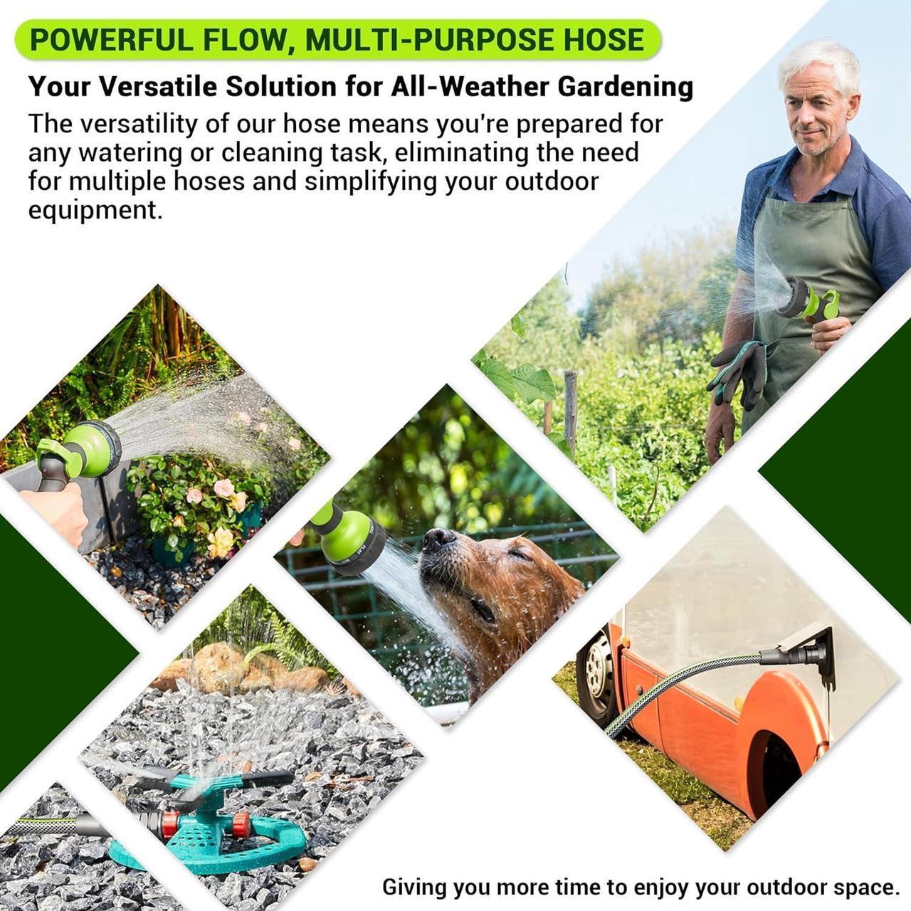 Alt view image 5 of 6 - Flexible Garden Hose 100 FT - Heavy Duty Non-Expandable 100FT Outdoor Water Hose Pipe, 1/2" x 100Feet, 3/4" Solid Swivel Fittings, 100 Feet, Kink and Leak Proof