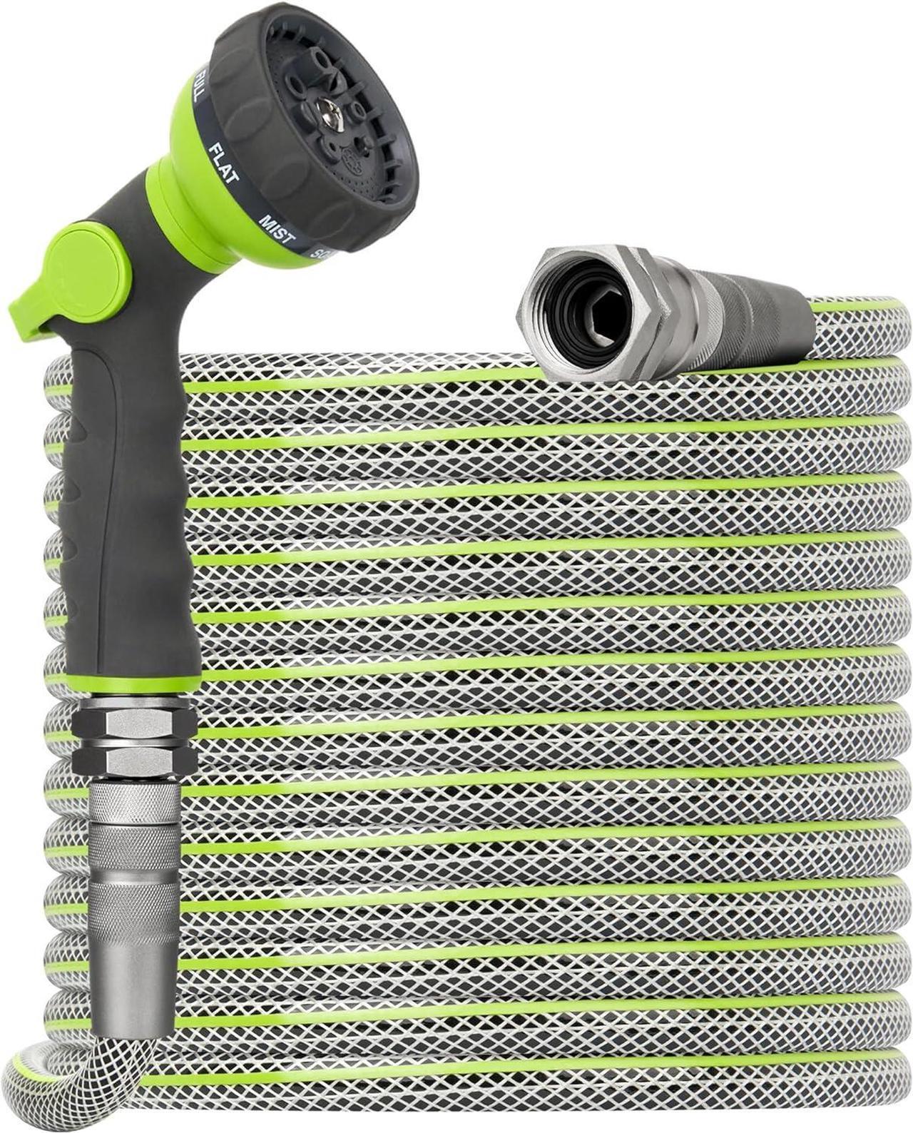 Main image of Flexible Garden Hose 100 FT - Heavy Duty Non-Expandable 100FT Outdoor Water Hose Pipe, 1/2" x 100Feet, 3/4" Solid Swivel Fittings, 100 Feet, Kink and Leak Proof