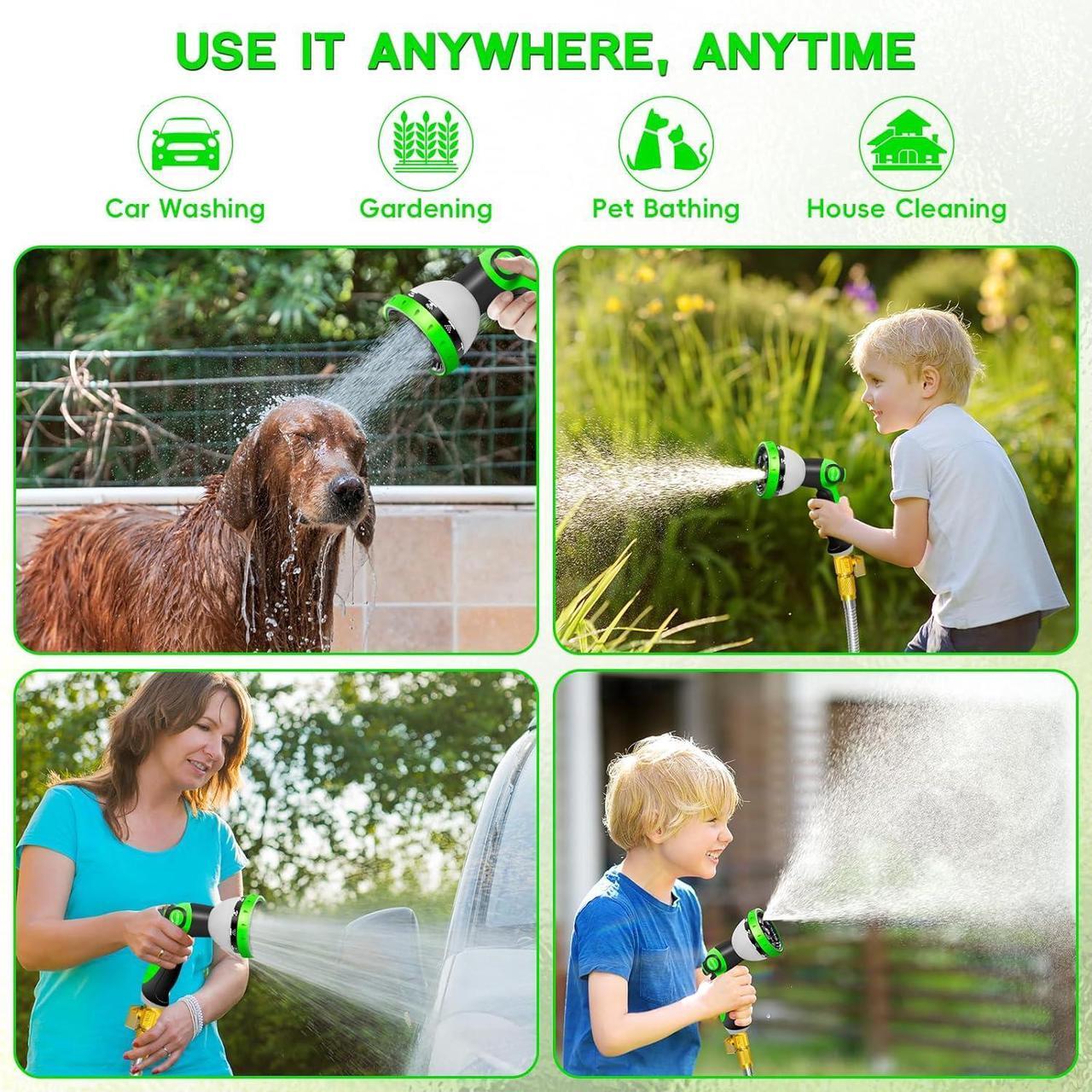 Alt view image 6 of 6 - 50FT Stainless Steel Garden Hose, Heavy Duty Flexible Metal Water Hose with 10-Function Nozzle, Lightweight & No-Kink Garden Hose, Durable Solid Fittings for Lawn, Car, RV, and Outdoor Watering