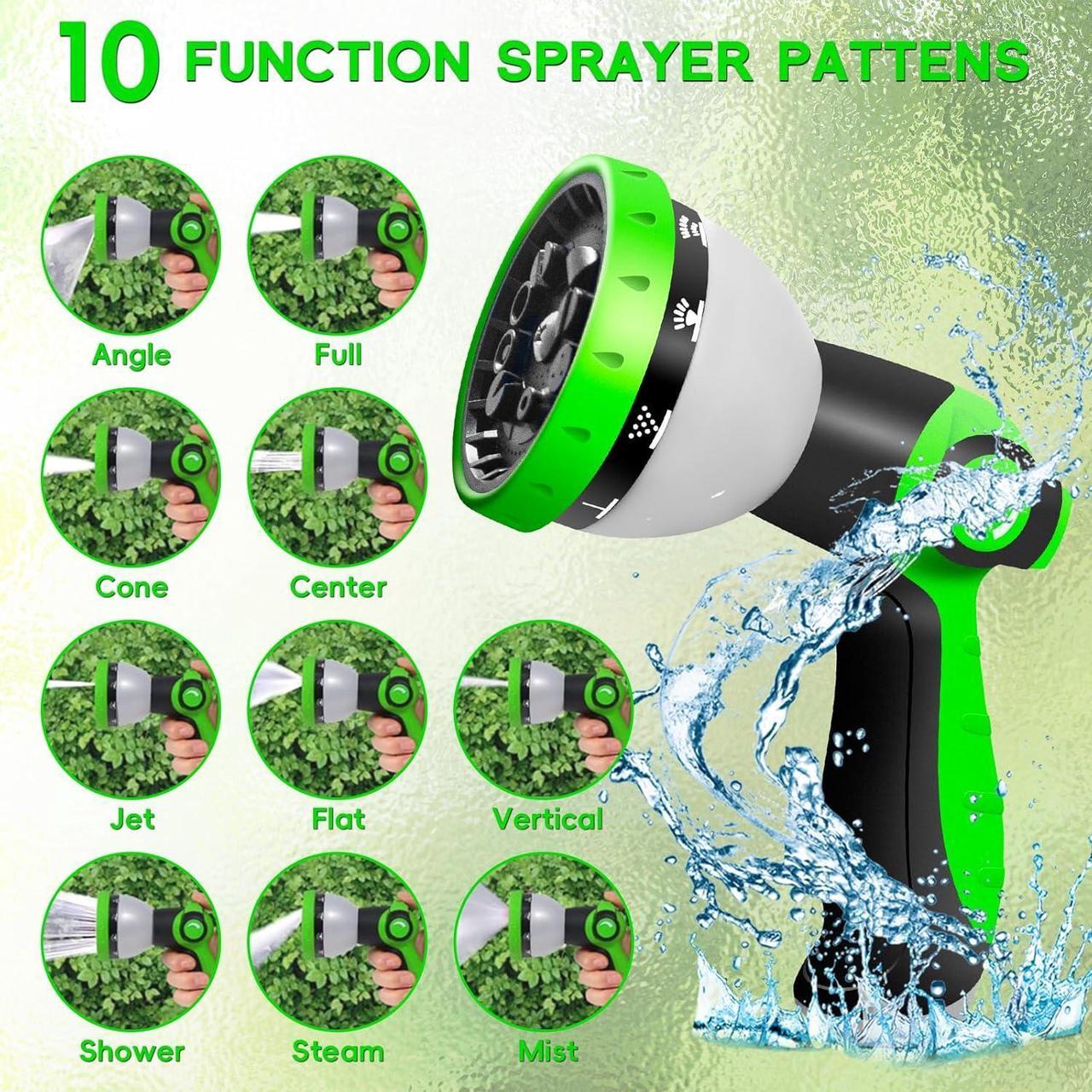 Alt view image 5 of 6 - 50FT Stainless Steel Garden Hose, Heavy Duty Flexible Metal Water Hose with 10-Function Nozzle, Lightweight & No-Kink Garden Hose, Durable Solid Fittings for Lawn, Car, RV, and Outdoor Watering