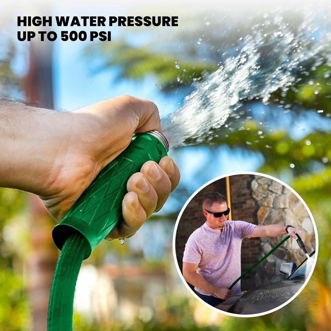 Alt view image 6 of 7 - HYDROSTEEL Metal Garden Hose 100 Ft with Nozzle, Water Hose 100Ft, Heavy Duty 3x Layer Stainless Steel Flexible 100 Ft Garden Hose, Lightweight, Easy to Coil, Garden Hoses 500 PSI AS SEEN ON TV