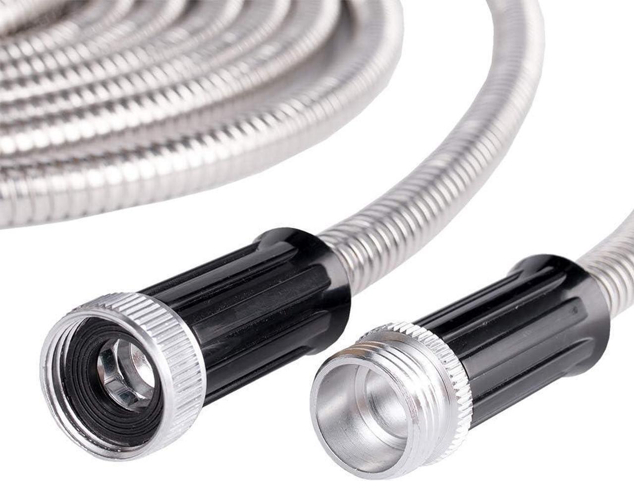 Alt view image 2 of 6 - Metal Short Garden Hose 15ft Connectors, Drainage Hose for Dehumidifier Small Water Hose Extension High Pressure Bib Reel Extender, Drinking Water Hose for RV Outdoor