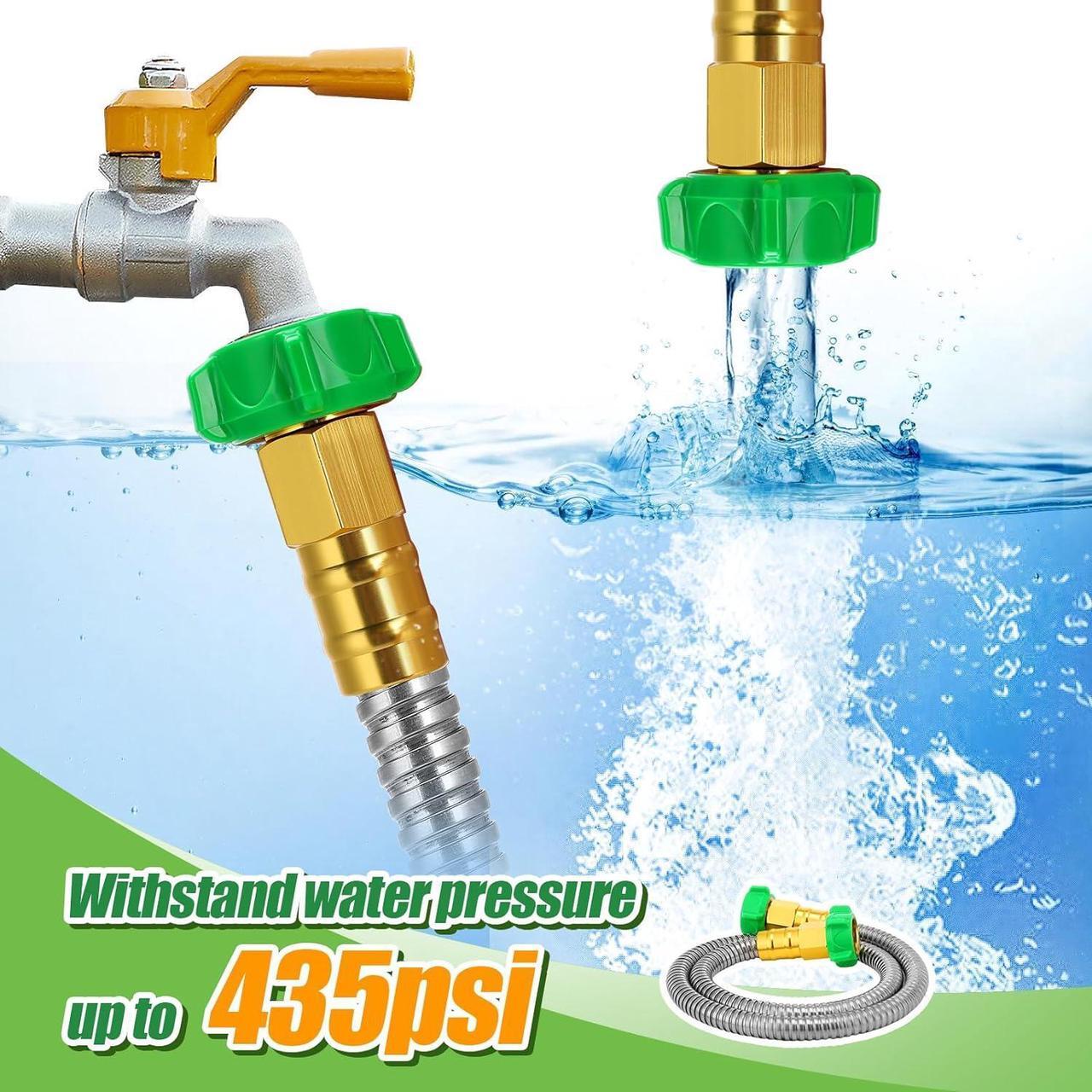 Alt view image 3 of 7 - Short Garden Hose with Female to Female Connector, 3ft Metal Leakproof Leader Hose for Hose Reel, Heavy Duty 304 Stainless Steel Flexible Hose for Outdoor Garden Watering Car Pet Cleaning