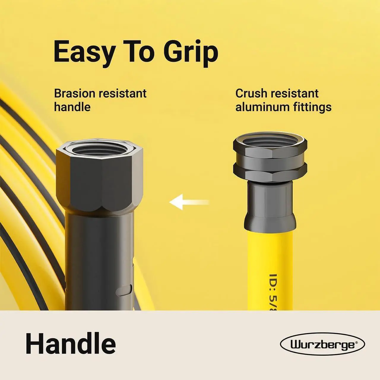 Alt view image 4 of 7 - Garden Hose 75 ft, Flexible Water Hose with 5/8" Inner Diameter, Lightweight Hybrid Rubber Hose, 3/4" Leak-Resistant Aluminum Fittings, High Flow for Yard & Garden Use