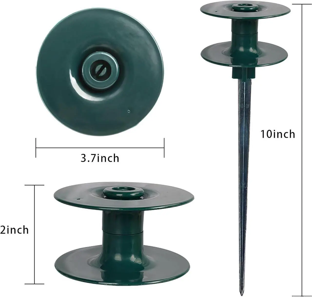 Alt view image 2 of 7 - Hourleey 6 Pack Garden Hose Guide Spike, 10 Inch Rustproof Zinc Sturdy Metal Stake, Heavy Duty Spin Top, Keeps Garden Hose Out of Flower Beds for Plant Protection