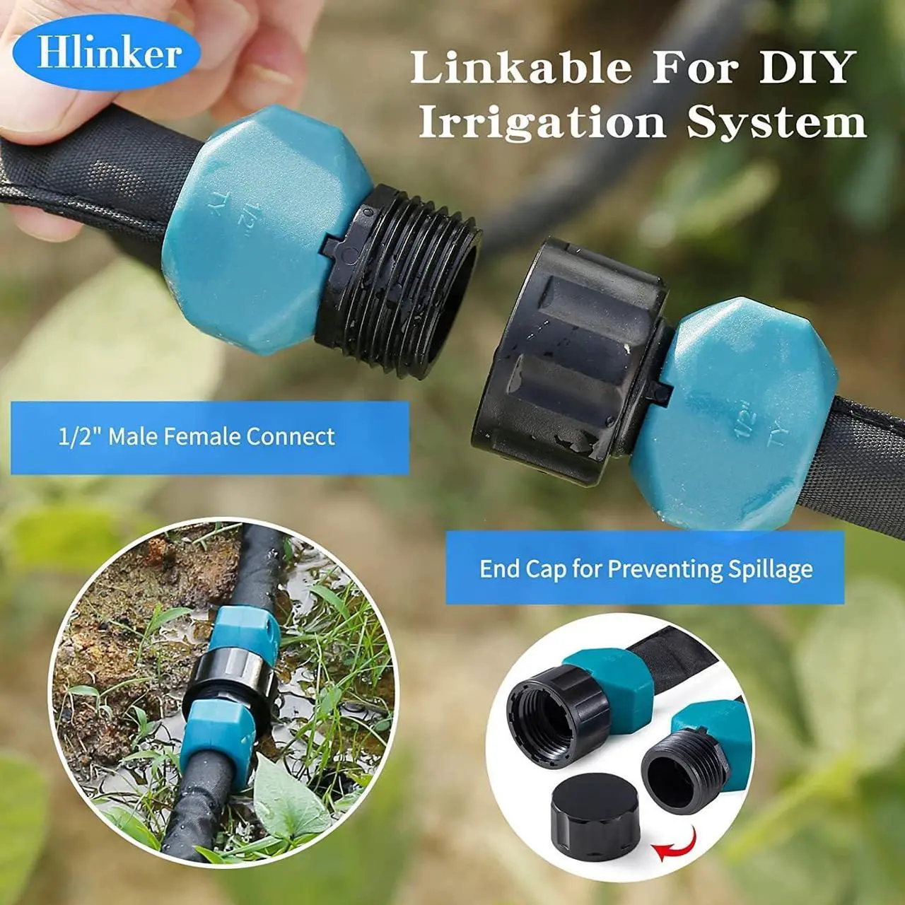 Alt view image 3 of 7 - 2025 Flat Soaker Hose 100 ft (50ft 2Packs) with Stake for Garden, Linkable Drip Hose Diy Automates Garden Irrigation System Saving 88% Water, Dual-layer Leak-free Design Water Hose with Holes