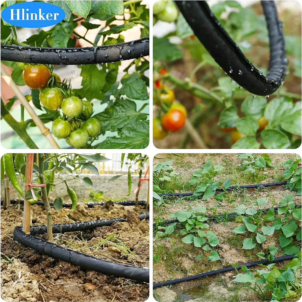 Alt view image 4 of 7 - 2025 Flat Soaker Hose 100 ft (50ft 2Packs) with Stake for Garden, Linkable Drip Hose Diy Automates Garden Irrigation System Saving 88% Water, Dual-layer Leak-free Design Water Hose with Holes