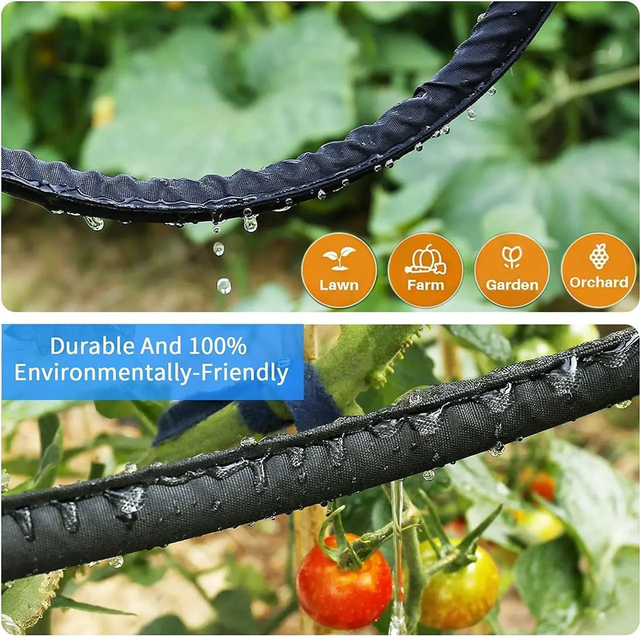 Alt view image 7 of 7 - 2025 Flat Soaker Hose 100 ft (50ft 2Packs) with Stake for Garden, Linkable Drip Hose Diy Automates Garden Irrigation System Saving 88% Water, Dual-layer Leak-free Design Water Hose with Holes