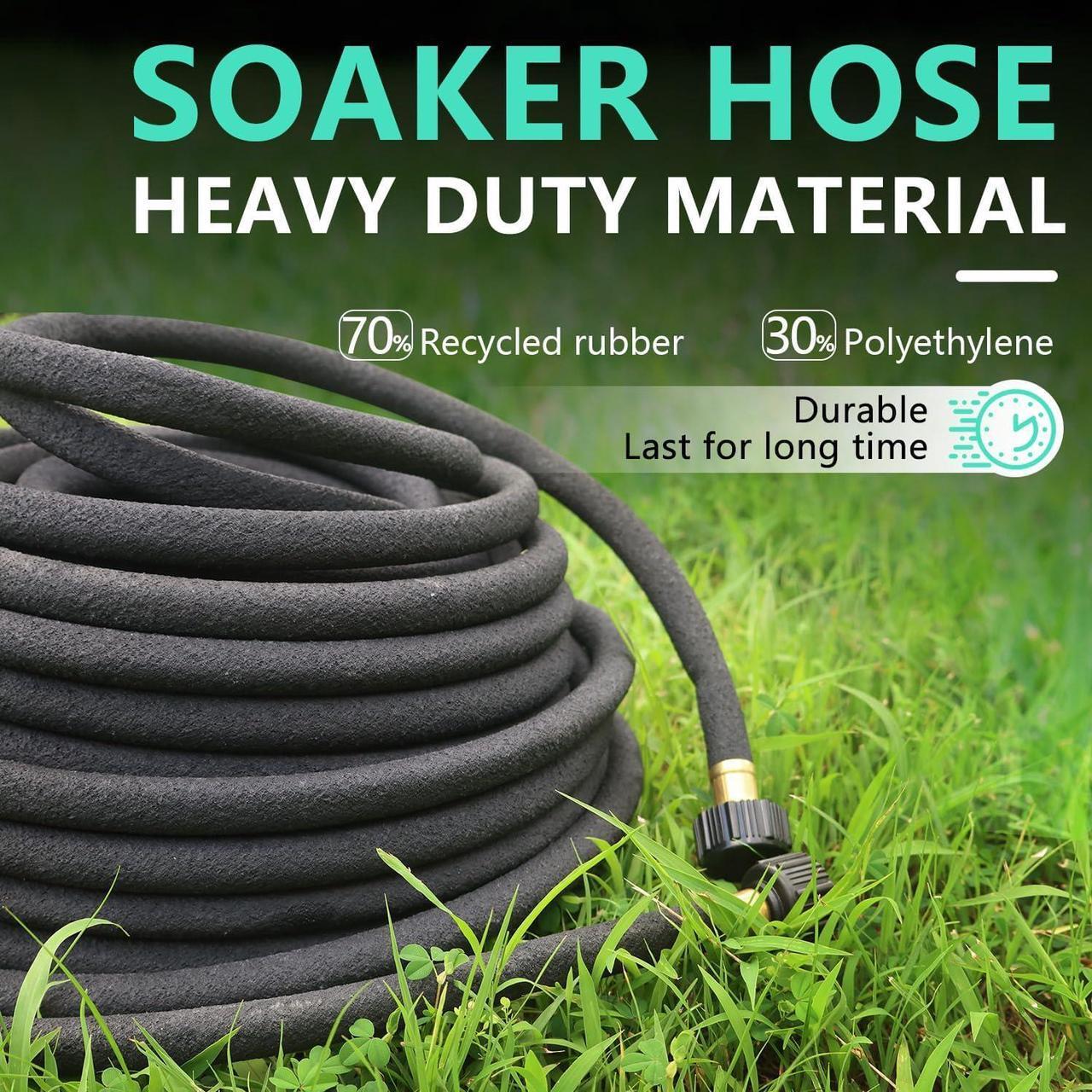 Alt view image 2 of 5 - 1/2 Soaker Hose 50 ft, Heavy Duty Garden Soaker Hoses 25Ft 2 Pack, Round Soaker Hose for Raised Garden Beds, 50 Ft Drip Hoses Irrigation for Garden - (25 feet 2-pack)