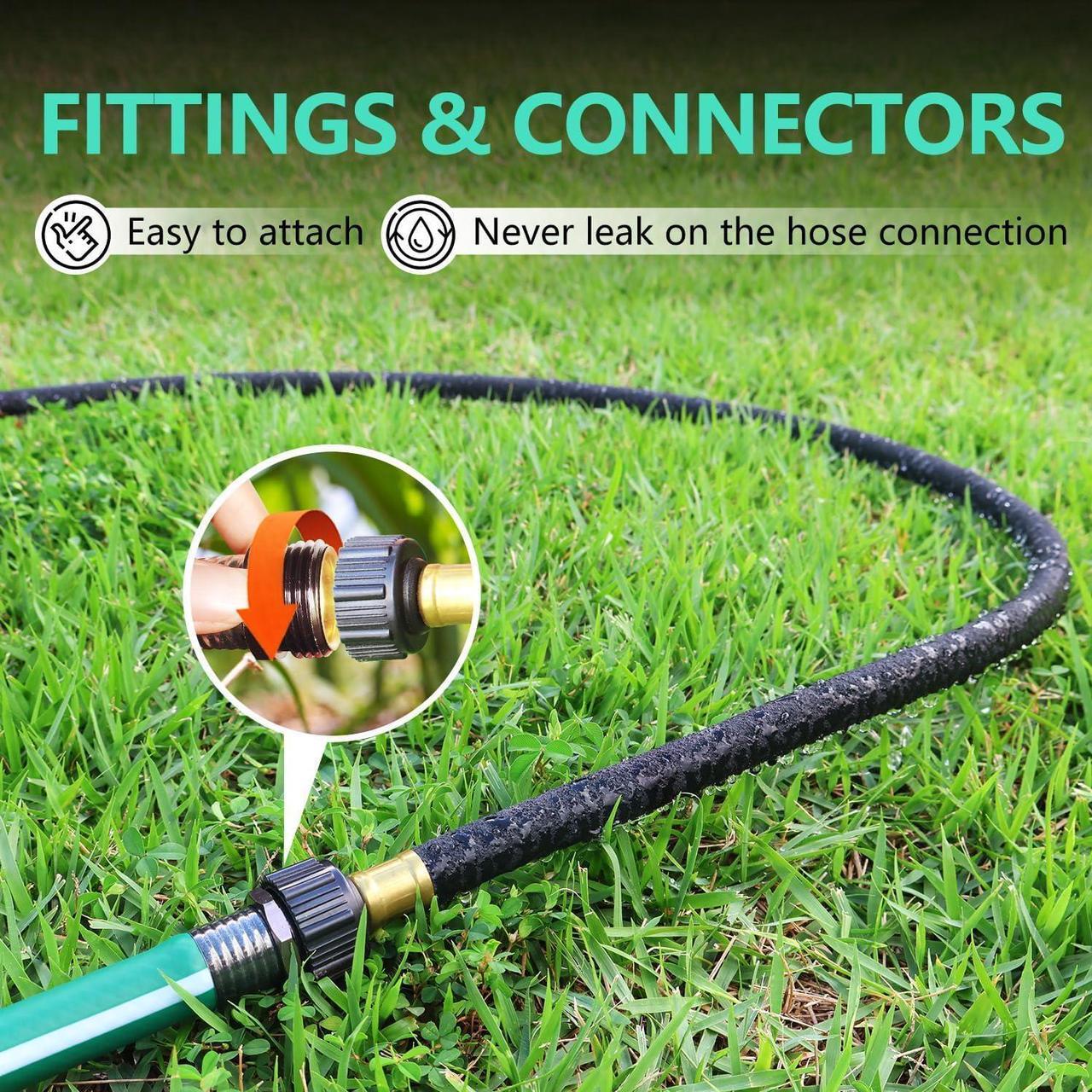 Alt view image 3 of 5 - 1/2 Soaker Hose 50 ft, Heavy Duty Garden Soaker Hoses 25Ft 2 Pack, Round Soaker Hose for Raised Garden Beds, 50 Ft Drip Hoses Irrigation for Garden - (25 feet 2-pack)