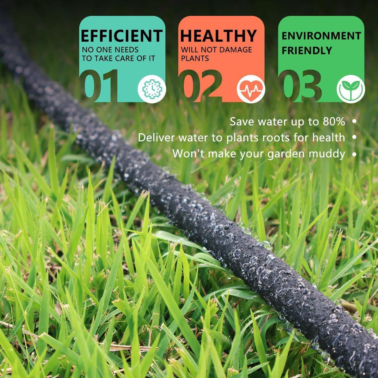 Alt view image 4 of 5 - 1/2 Soaker Hose 50 ft, Heavy Duty Garden Soaker Hoses 25Ft 2 Pack, Round Soaker Hose for Raised Garden Beds, 50 Ft Drip Hoses Irrigation for Garden - (25 feet 2-pack)