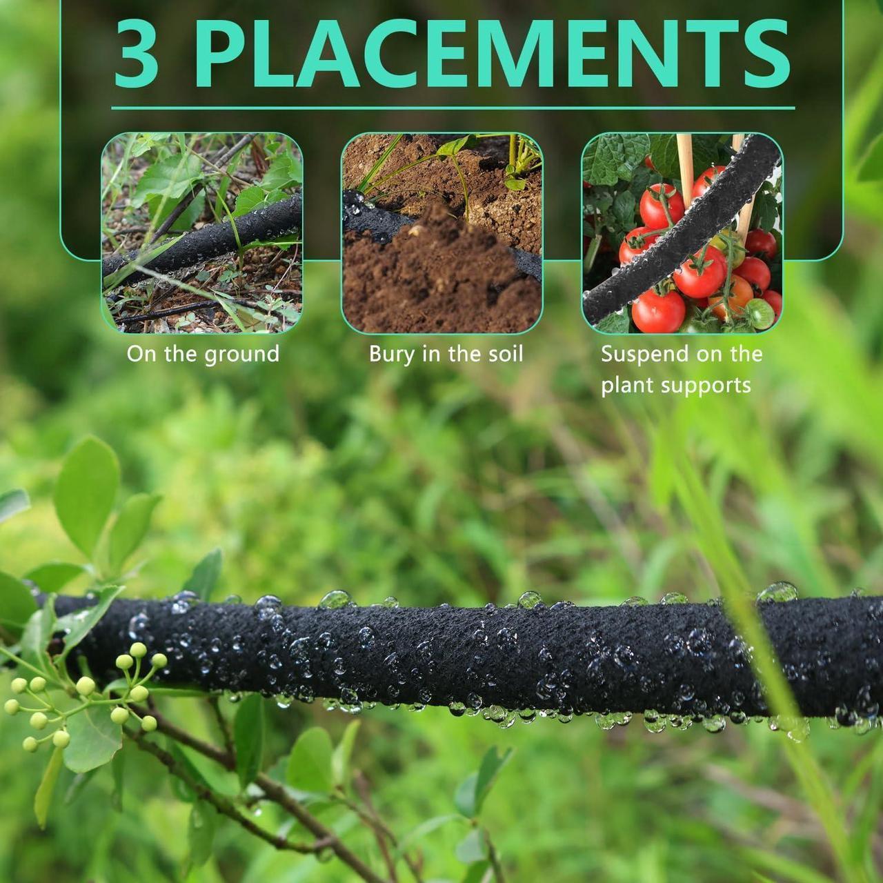 Alt view image 5 of 5 - 1/2 Soaker Hose 50 ft, Heavy Duty Garden Soaker Hoses 25Ft 2 Pack, Round Soaker Hose for Raised Garden Beds, 50 Ft Drip Hoses Irrigation for Garden - (25 feet 2-pack)
