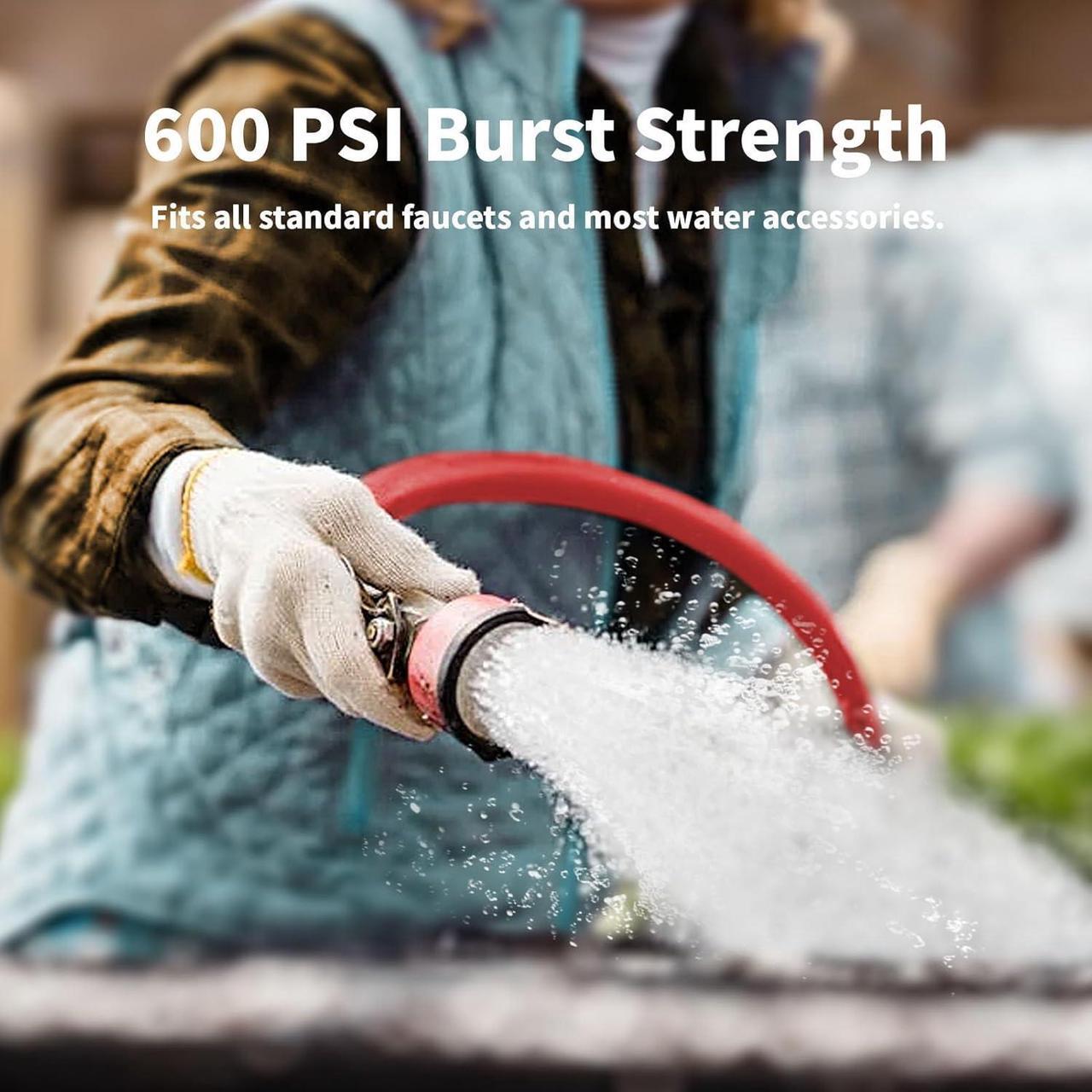 Alt view image 7 of 7 - Garden Hose 10 ft x 5/8 Hot Water Hose,-50°F to 190°F,Heavy Duty Burst 600Psi Flexible Upgraded Rubber Hoses,3/4 Solid Fittings for All-weather Outdoor Lawn & Garden