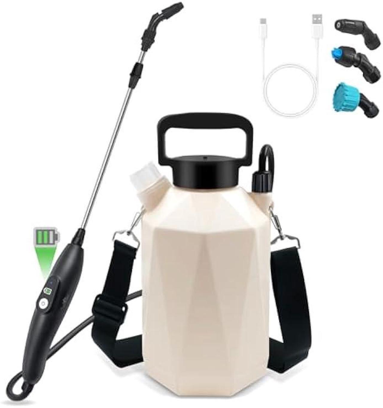 Main image of Battery Powered Garden Sprayer, 1 Gallon Electric Sprayer in Lawn with USB Rechargeable Handle, Retractable Wand, 3 Mist Nozzles, Yard Water Pump Sprayers with Adjustable Shoulder Strap for Gardening