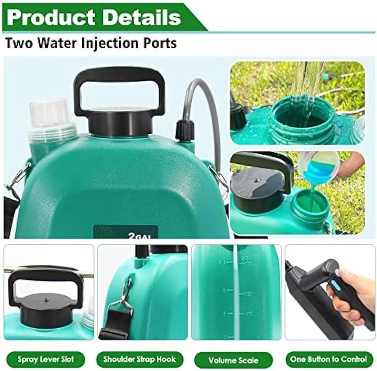 Alt view image 5 of 5 - Battery Powered Sprayer 2 Gallon, Upgrade Powerful Electric Sprayer with 3 Mist Nozzles, Retractable Wand, Rechargeable Handle, Garden Sprayer with Adjustable Shoulder Strap for Lawn & Garden