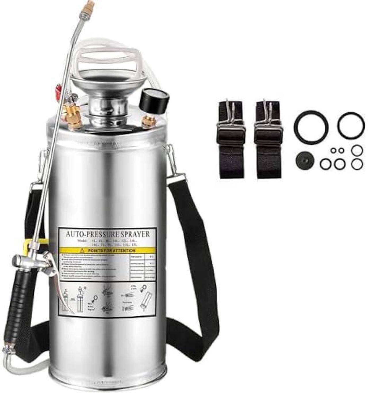 Main image of 1.5Gal Stainless Steel Pump Up Sprayer Reinforced Hose, Hand Pump Sprayer with Pressure Gauge&Safety Valve, Adjustable Nozzle Suitable for Gardening (1.5 Gallon)