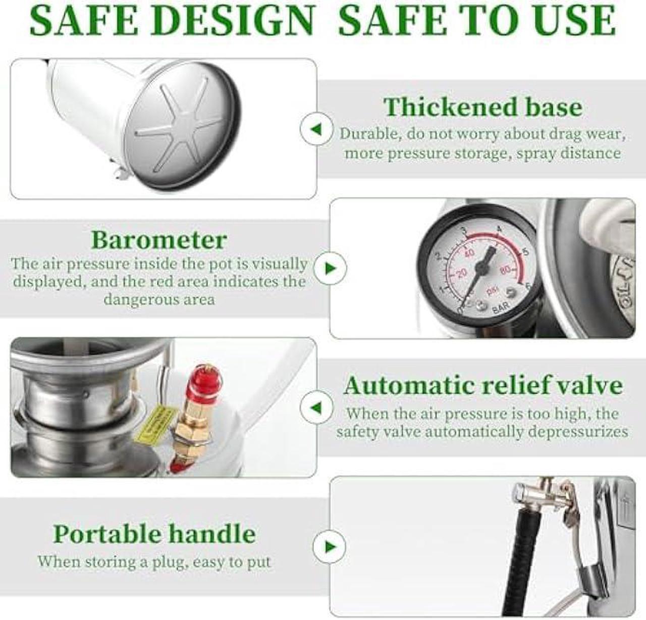 Alt view image 4 of 5 - 1.5Gal Stainless Steel Pump Up Sprayer Reinforced Hose, Hand Pump Sprayer with Pressure Gauge&Safety Valve, Adjustable Nozzle Suitable for Gardening (1.5 Gallon)