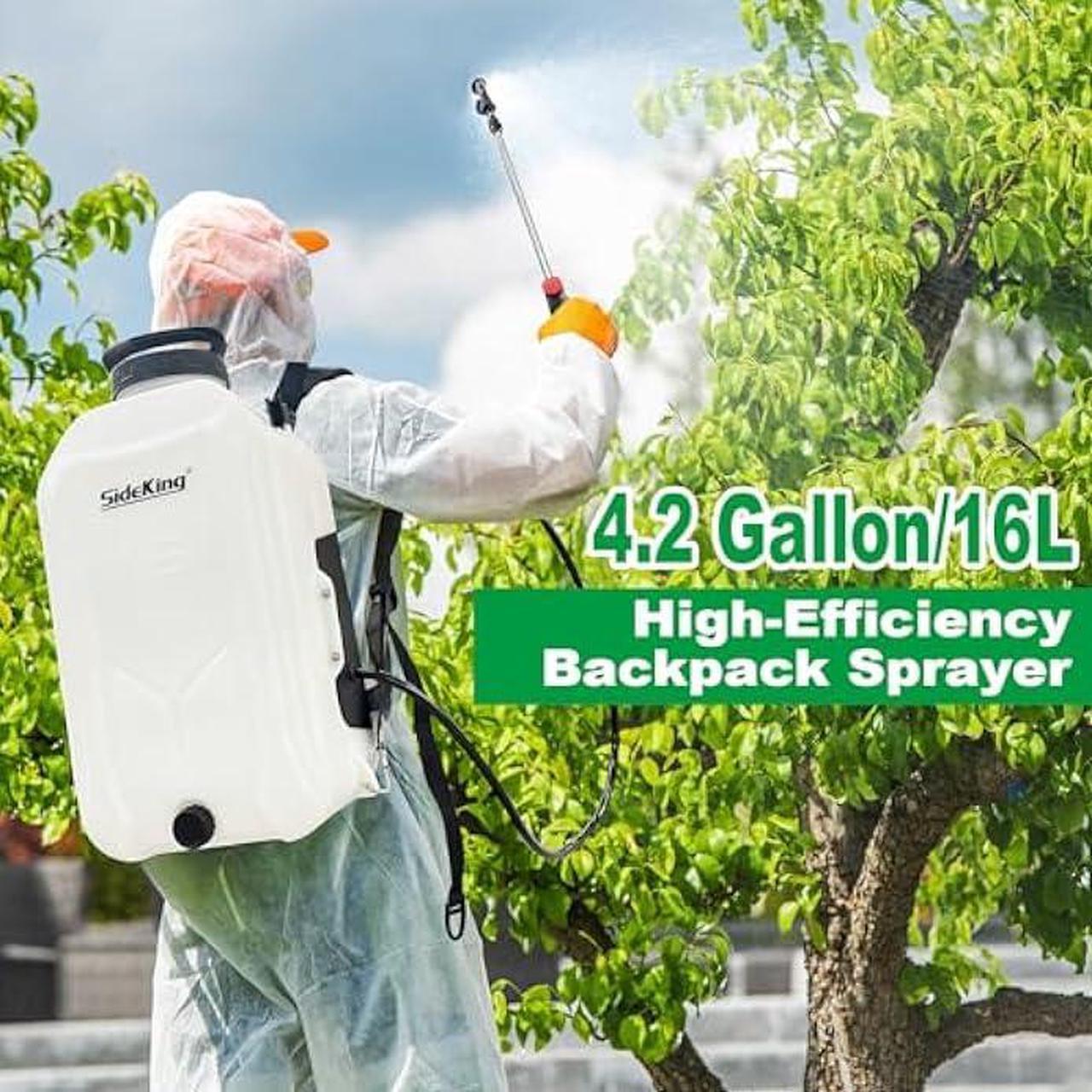 Alt view image 2 of 5 - Battery Powered Backpack Sprayer 4 Gallon, Powerful Electric Garden Sprayer with 12V Rechargeable Battery, Telescopic Wand with Trigger-Lock and 4 Mist Nozzles (Charger Included)