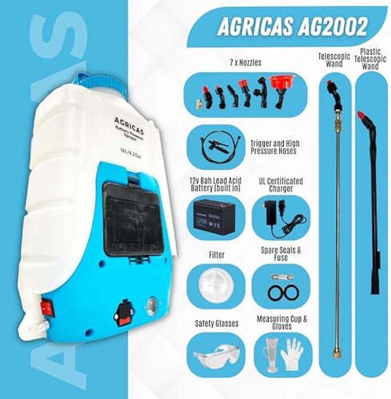 Alt view image 2 of 6 - 4.2 Gal Battery Powered Backpack Sprayer-Multifunctional Weed Sprayer for Lawn&Garden with Adjustable Nozzles and Shoulder Strap, High-Pressure Spray Hose for Weeding&Cleaning