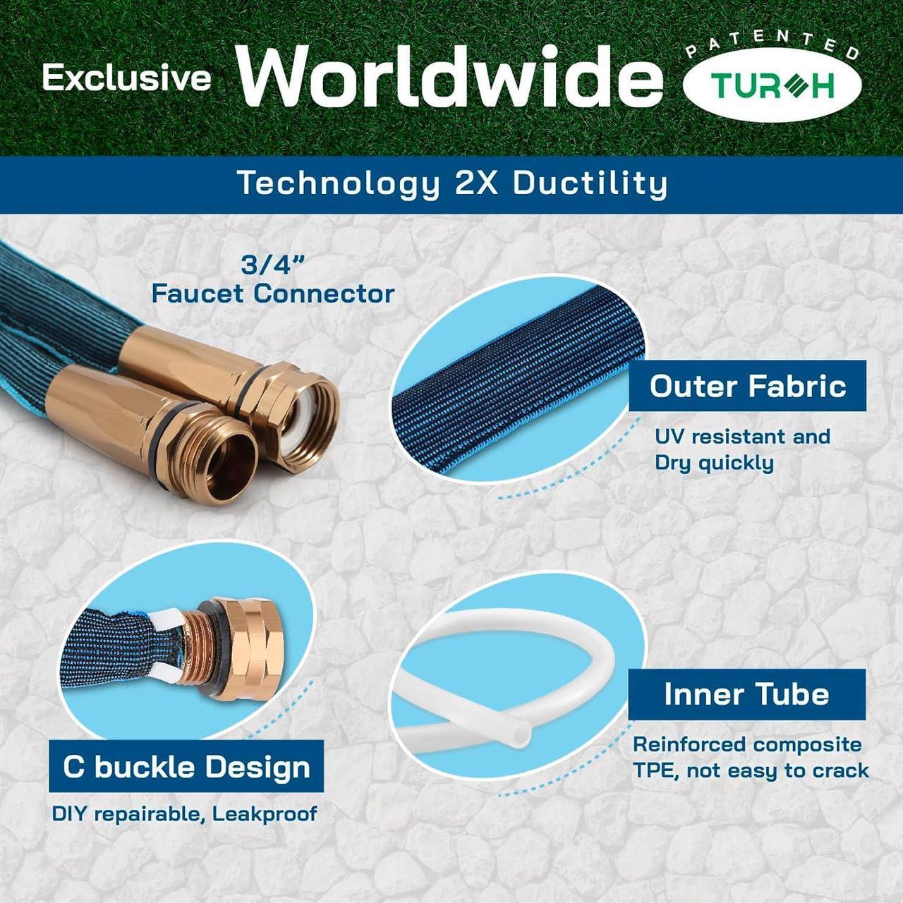Alt view image 2 of 7 - Expandable Garden Hose 50FT (storage length 25FT), No Kink Flexible Hose for Outdoor, Lightweight and Kink-Free Expanding Pipe, Heavy Duty Retractable Stretch Hose, US Invention Patent