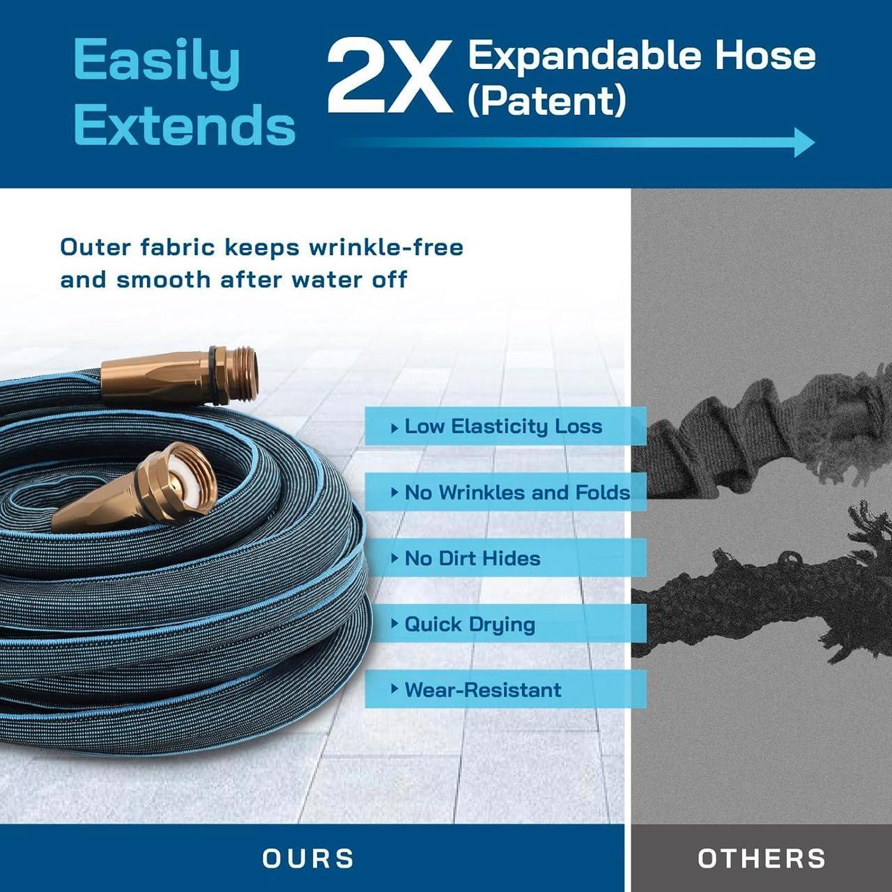 Alt view image 5 of 7 - Expandable Garden Hose 50FT (storage length 25FT), No Kink Flexible Hose for Outdoor, Lightweight and Kink-Free Expanding Pipe, Heavy Duty Retractable Stretch Hose, US Invention Patent