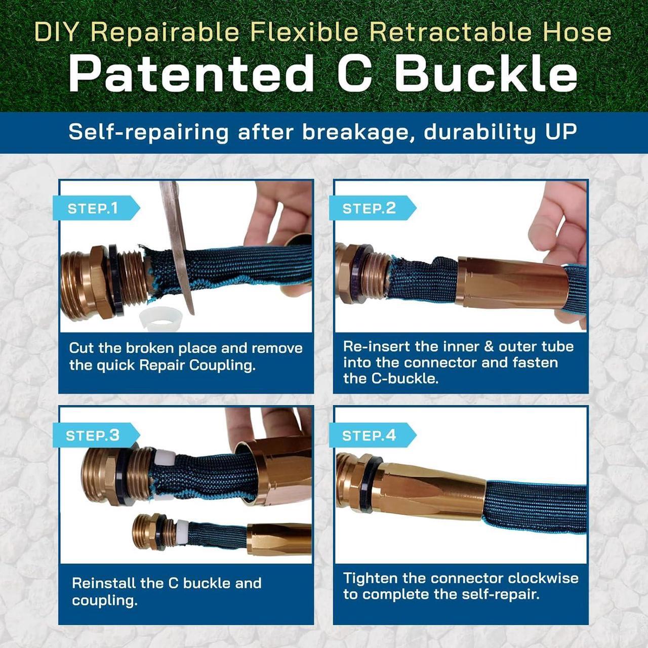 Alt view image 6 of 7 - Expandable Garden Hose 50FT (storage length 25FT), No Kink Flexible Hose for Outdoor, Lightweight and Kink-Free Expanding Pipe, Heavy Duty Retractable Stretch Hose, US Invention Patent