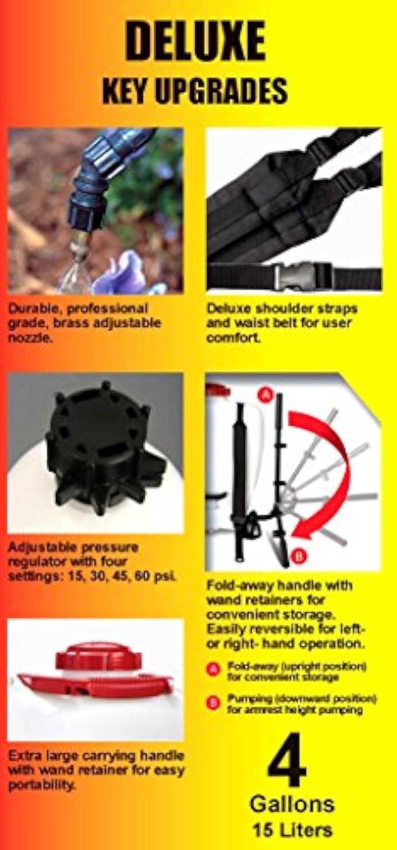 Alt view image 2 of 6 - Solo 425-Deluxe 4-Gallon Professional Piston Backpack Sprayer with Deluxe Padded Straps