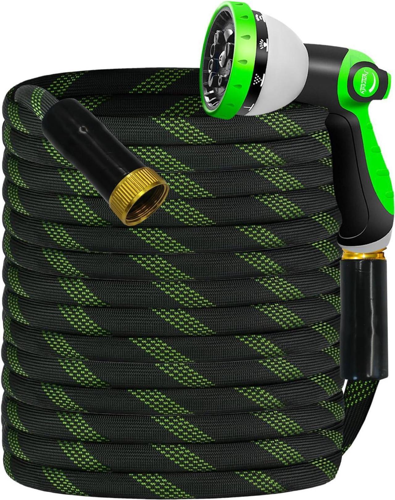 Main image of Garden Hose 25 FT, NON-EXPANDABLE Heavy-Duty Flexible & Lightweight Water Hose with 10-Function Nozzle, No-Kink Design, Leak-Proof Super Fabric, Solid Fittings for Lawn, Car, RV