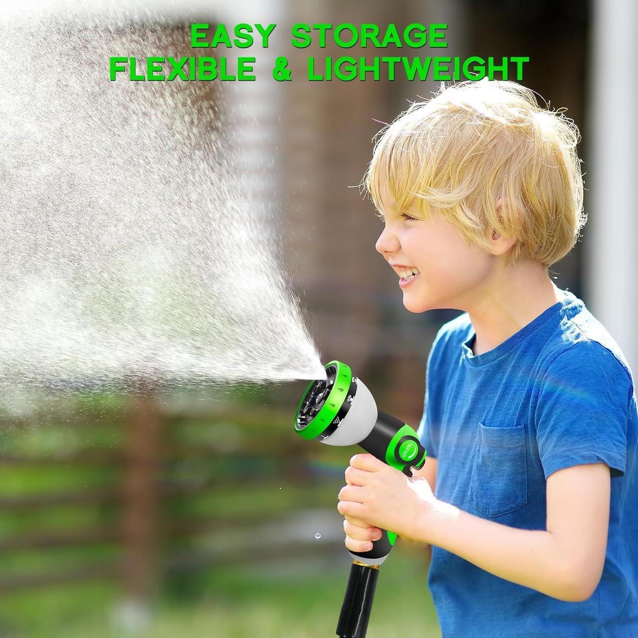 Alt view image 3 of 6 - Garden Hose 25 FT, NON-EXPANDABLE Heavy-Duty Flexible & Lightweight Water Hose with 10-Function Nozzle, No-Kink Design, Leak-Proof Super Fabric, Solid Fittings for Lawn, Car, RV
