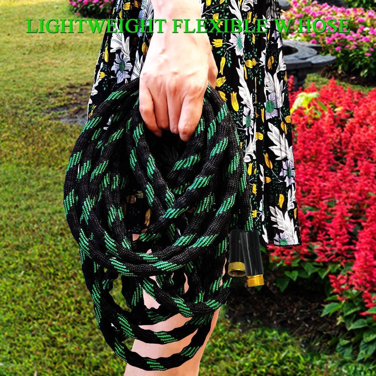 Alt view image 5 of 6 - Garden Hose 25 FT, NON-EXPANDABLE Heavy-Duty Flexible & Lightweight Water Hose with 10-Function Nozzle, No-Kink Design, Leak-Proof Super Fabric, Solid Fittings for Lawn, Car, RV