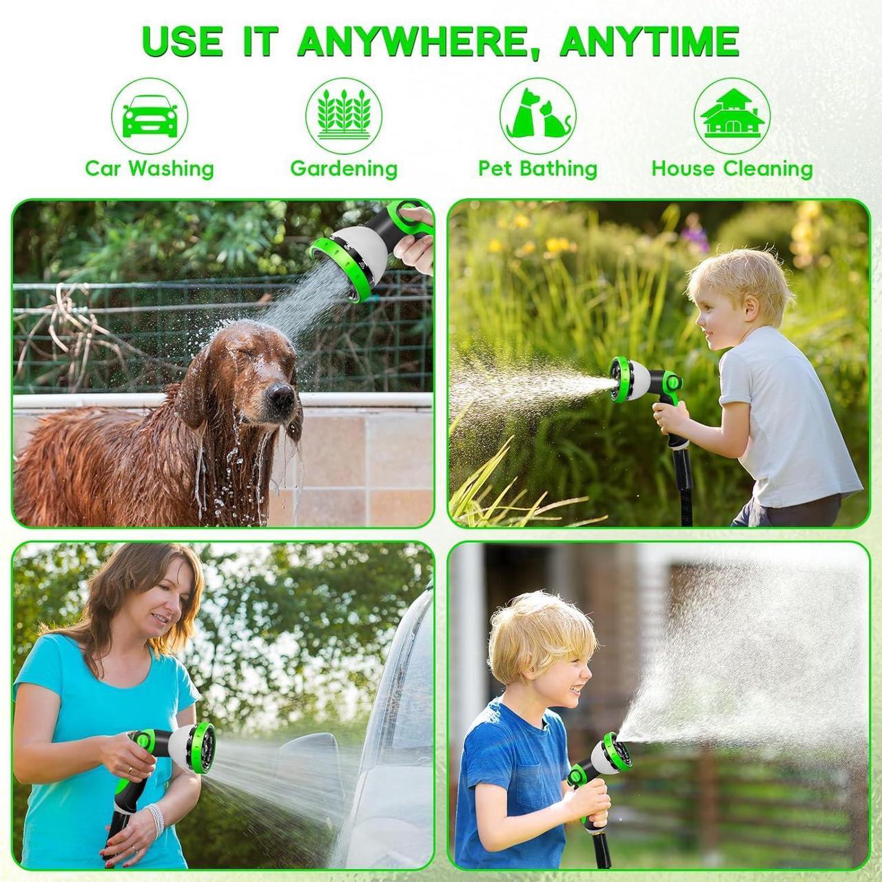 Alt view image 6 of 6 - Garden Hose 25 FT, NON-EXPANDABLE Heavy-Duty Flexible & Lightweight Water Hose with 10-Function Nozzle, No-Kink Design, Leak-Proof Super Fabric, Solid Fittings for Lawn, Car, RV